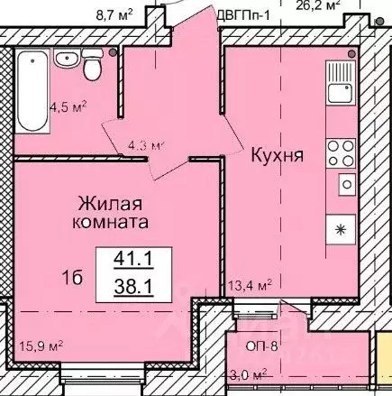 1-к кв. Тамбовская область, Тамбов городской округ, с. Бокино пер. ... - Фото 0