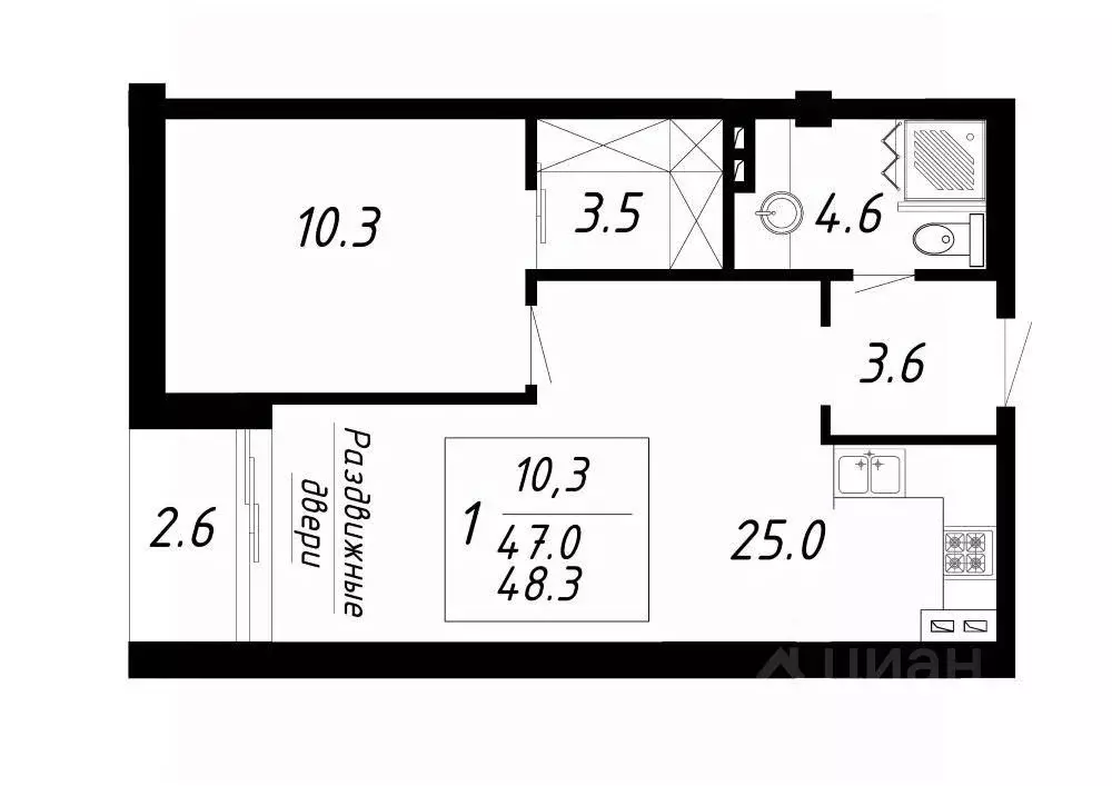 1-к кв. Ставропольский край, Ессентуки Озеро жилой комплекс (48.3 м) - Фото 1