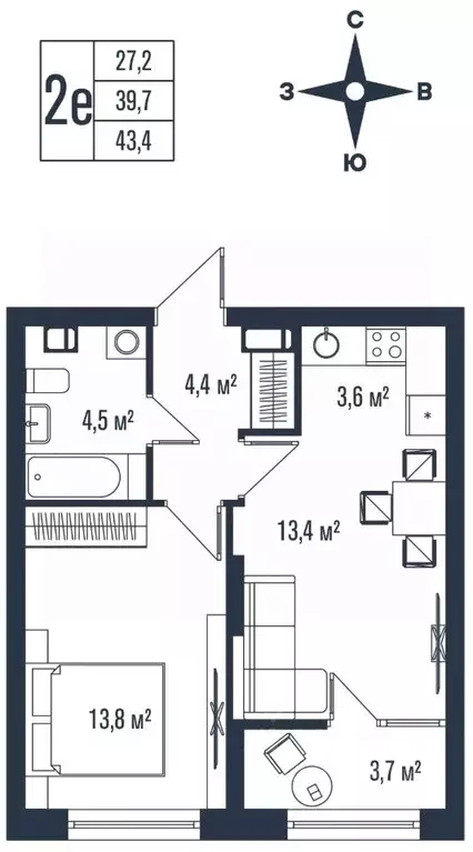 2-к кв. Приморский край, Владивосток ул. Тухачевского, 33к2 (43.4 м) - Фото 1