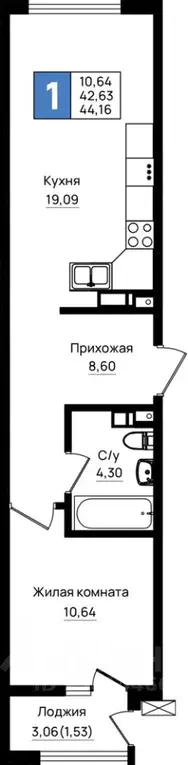 1-к кв. Краснодарский край, Новороссийск Шоссейная ул. (44.16 м) - Фото 0