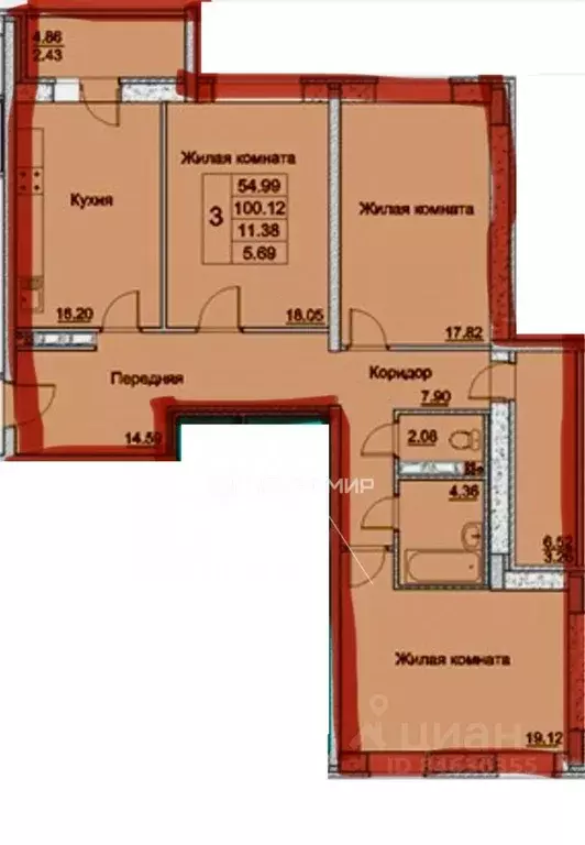 3-к кв. Орловская область, Орел ул. Революции, 3 (100.7 м) - Фото 2