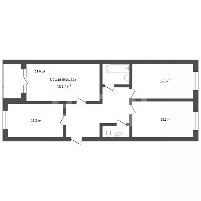 3-к кв. Томская область, Томск ул. Трифонова, 20 (101.3 м) - Фото 1