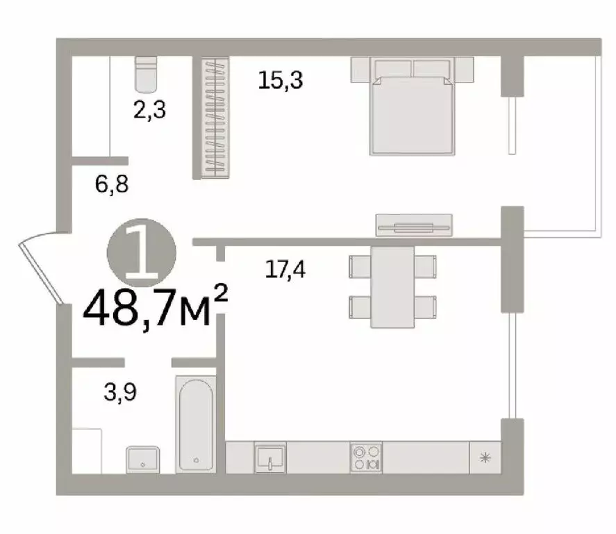 1-комнатная квартира: Москва, Винницкая улица, 8к1 (48.7 м) - Фото 0