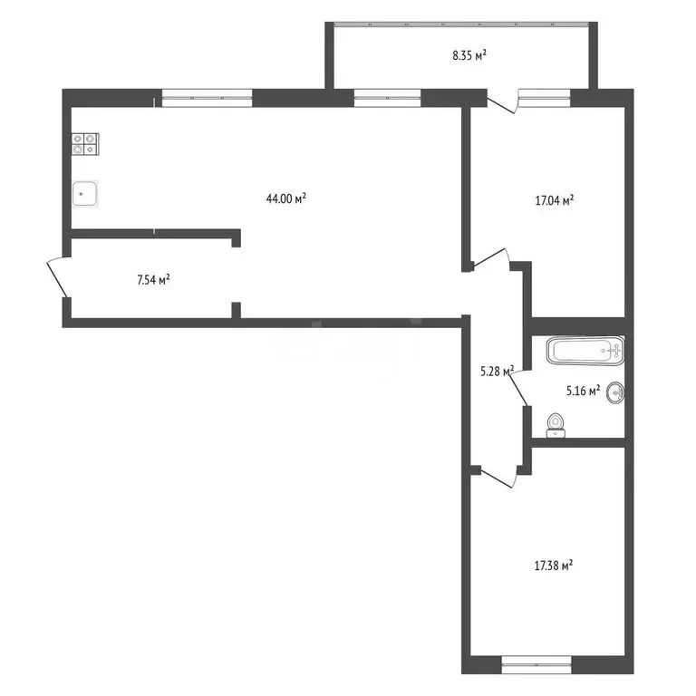 2-комнатная квартира: Тюмень, улица Тимофея Кармацкого, 7 (91.8 м) - Фото 1