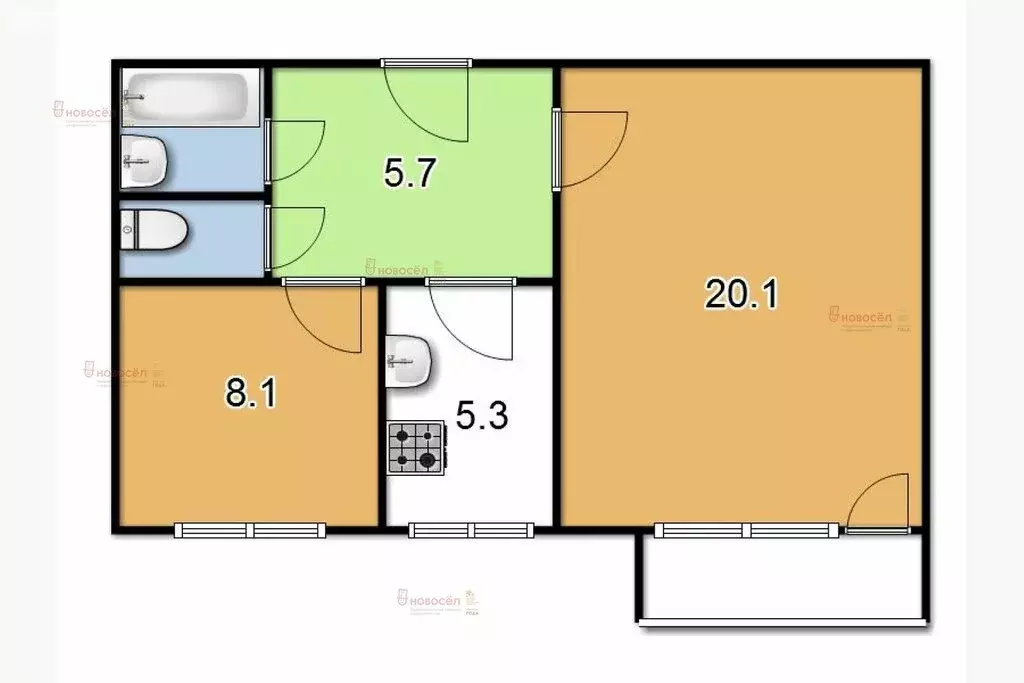 2-комнатная квартира: Екатеринбург, улица Амундсена, 58к2 (44 м) - Фото 0