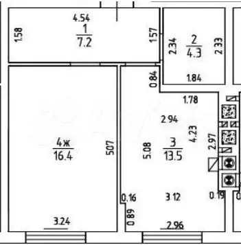 1-к. квартира, 41,4 м, 1/9 эт. - Фото 1