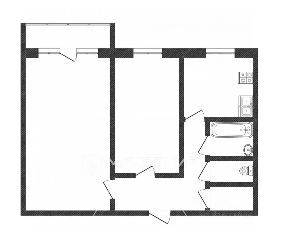 2-к кв. Ханты-Мансийский АО, Сургут Майская ул., 1 (44.5 м) - Фото 1