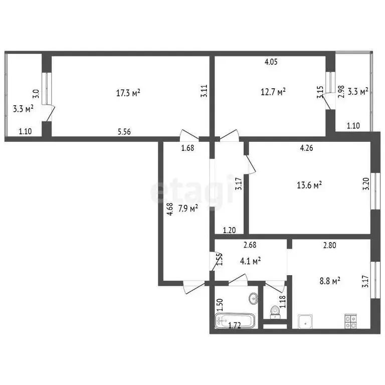 3-комнатная квартира: Шебекино, улица Ленина, 90 (72 м) - Фото 1