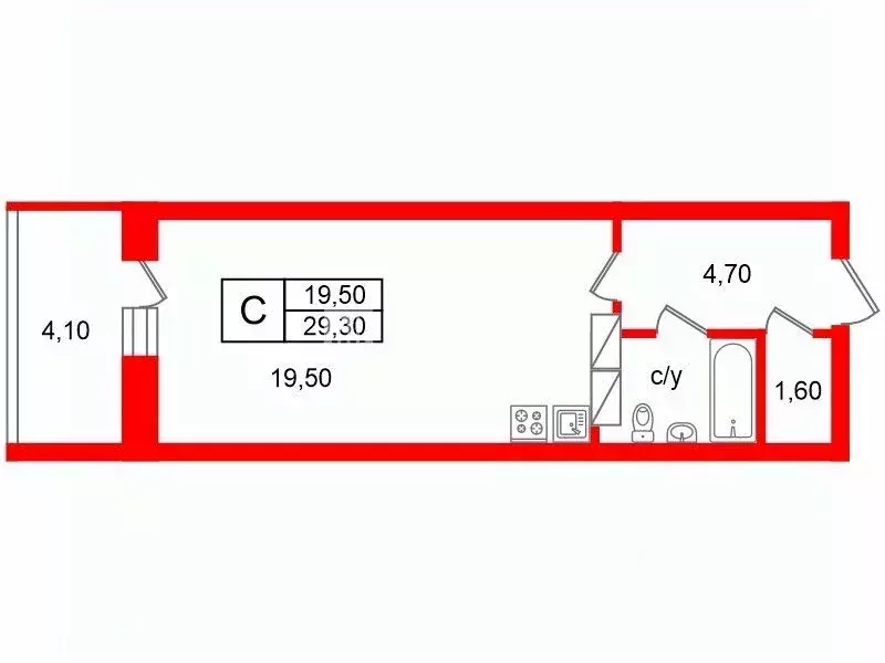 Студия Санкт-Петербург Ленинский просп., 72к3 (29.3 м) - Фото 2