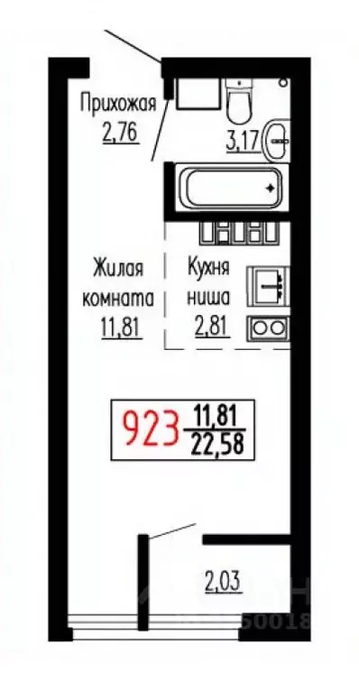 Студия Свердловская область, Екатеринбург ул. Лыжников, 3 (22.4 м) - Фото 1