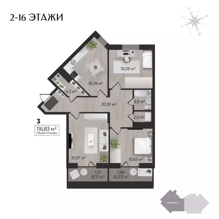 3-к кв. Удмуртия, Ижевск Камбарская ул., 3 (116.83 м) - Фото 0