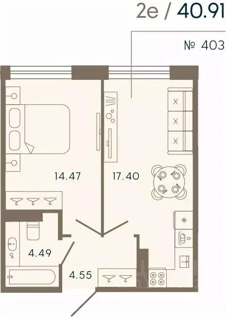 1-к кв. Санкт-Петербург Ремесленная ул., 17литЗ (40.91 м) - Фото 0