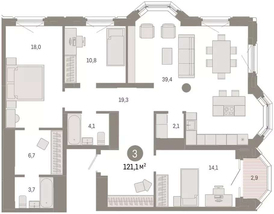 3-комнатная квартира: Екатеринбург, жилой район Вокзальный, улица ... - Фото 2