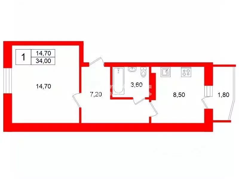 1-к кв. Ленинградская область, Мурино Всеволожский район, Оборонная ... - Фото 2