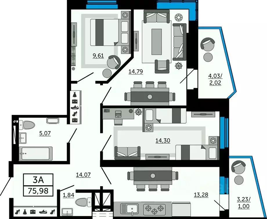 3-к кв. Ростовская область, Ростов-на-Дону Донской Арбат жилой ... - Фото 1