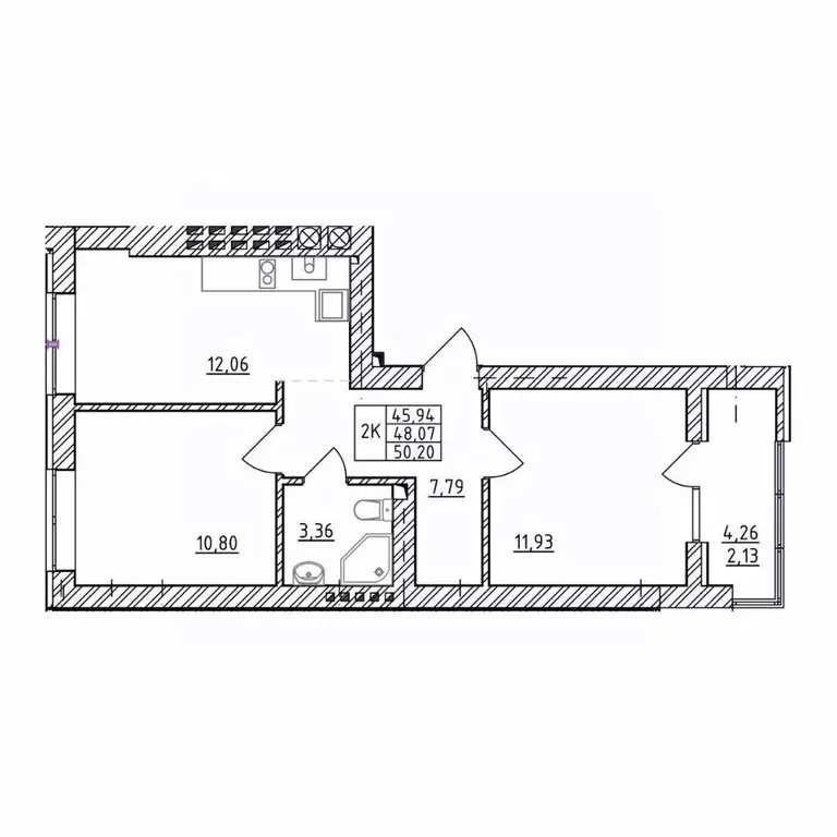 2-к кв. Калининградская область, Зеленоградск  (50.2 м) - Фото 1