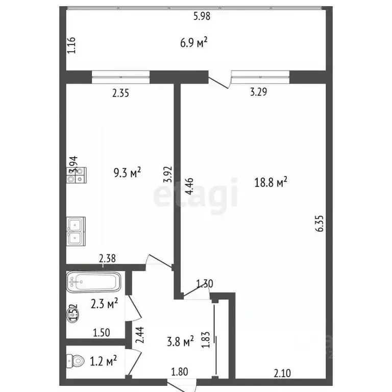 1-к кв. Башкортостан, Стерлитамак просп. Октября, 9А (36.1 м) - Фото 1