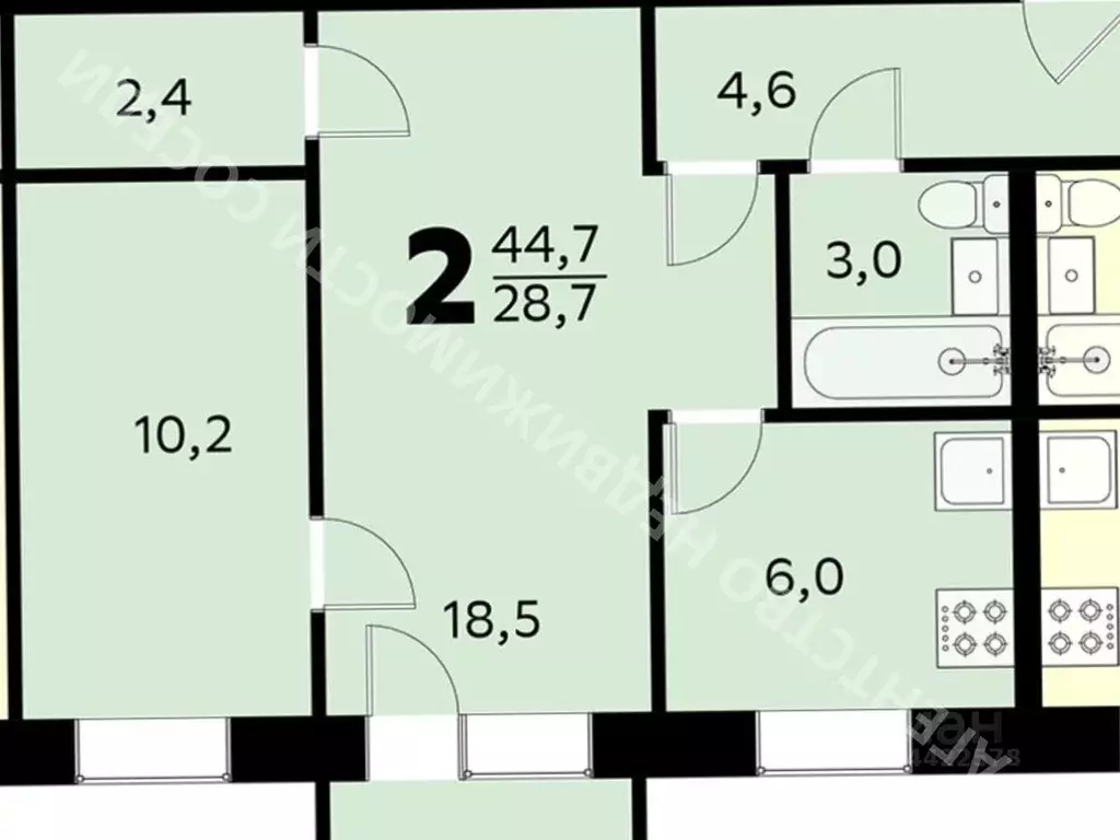 2-к кв. Московская область, Лыткарино ул. Ленина, 6 (44.0 м) - Фото 2
