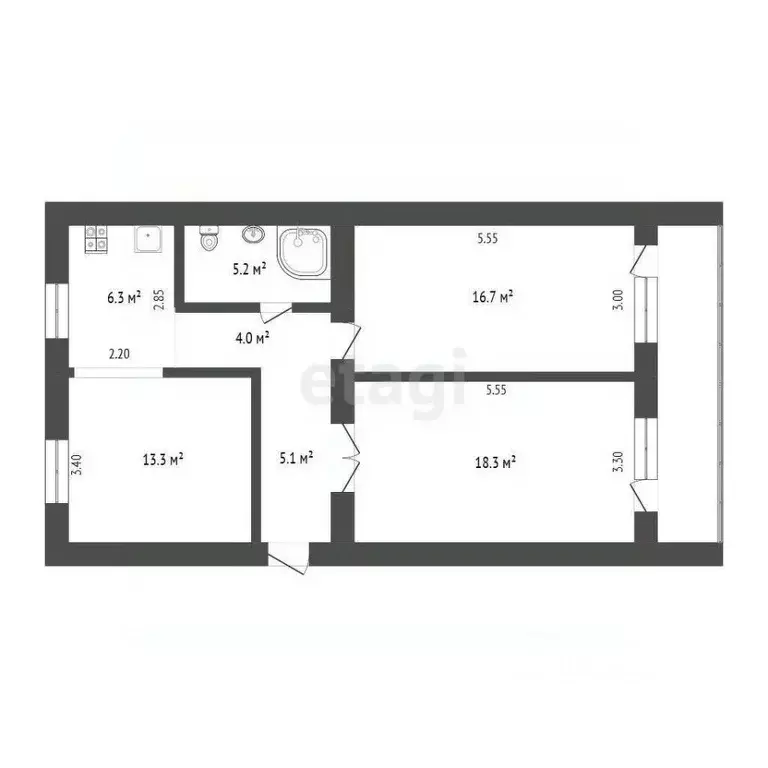 3-к кв. Севастополь ул. Правды, 23 (68.0 м) - Фото 1