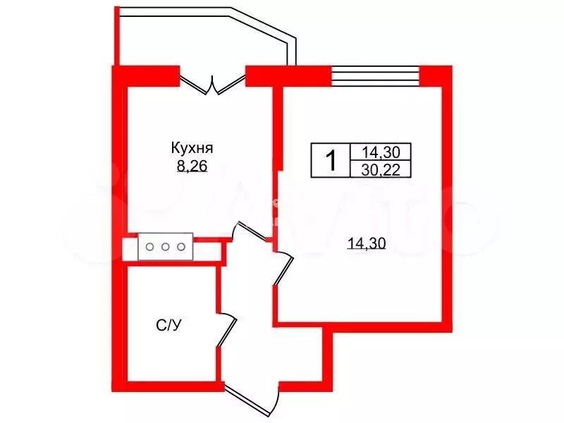 1-к. квартира, 30,2 м, 8/14 эт. - Фото 0