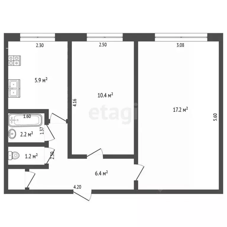 2-к кв. Архангельская область, Новодвинск Двинская ул., 42 (44.0 м) - Фото 2
