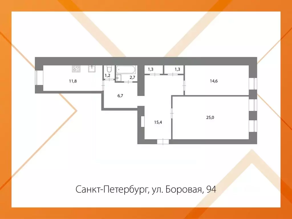 2-к кв. Санкт-Петербург Боровая ул., 94 (80.0 м) - Фото 2