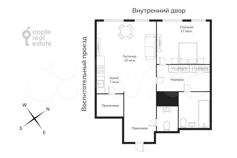 2-к. квартира, 58 м, 6/8 эт. - Фото 0