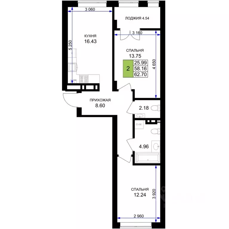 2-к кв. Калининградская область, Гурьевск Включи жилой комплекс (62.7 ... - Фото 1