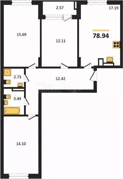 1-к кв. Калининградская область, Калининград Батальная ул., 65Б (38.46 ... - Фото 0