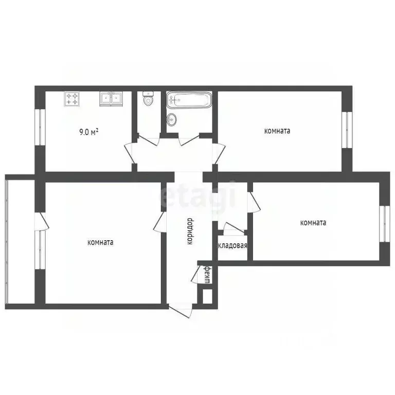 3-к кв. Челябинская область, Троицк пос. Троицкая ГРЭС, 10-й кв-л, 29 ... - Фото 2