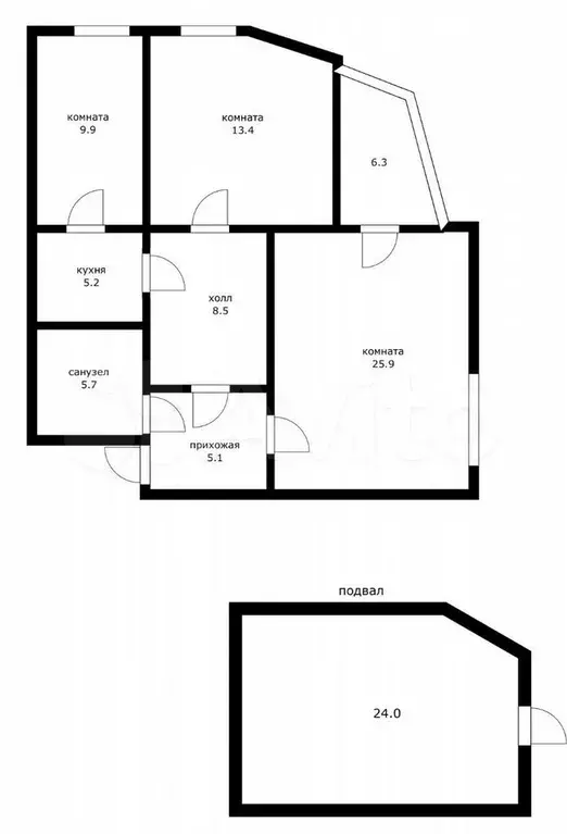 3-к. квартира, 104 м, 1/5 эт. - Фото 0