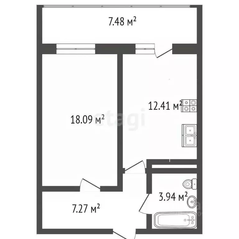 1-к кв. Смоленская область, Смоленск Киевский пер., 17к3 (49.2 м) - Фото 1