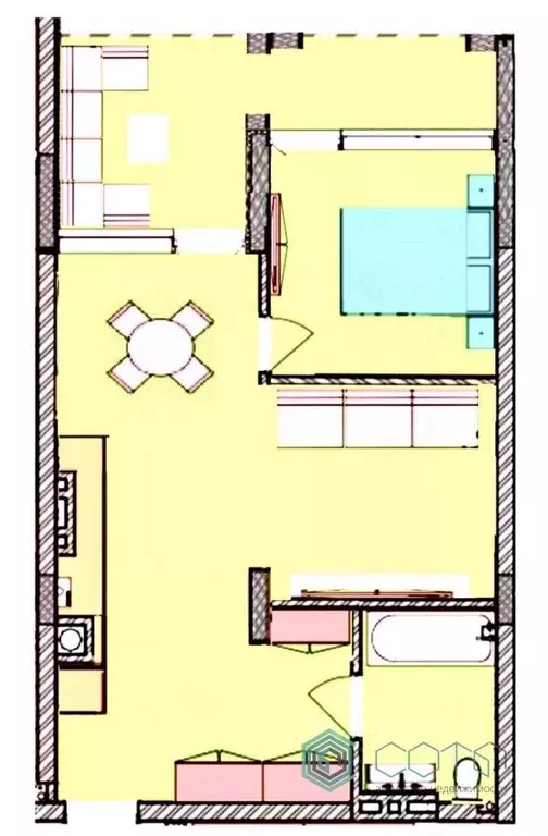 2-к кв. Калининградская область, Зеленоградск ул. Гагарина, 87 (60.0 ... - Фото 2