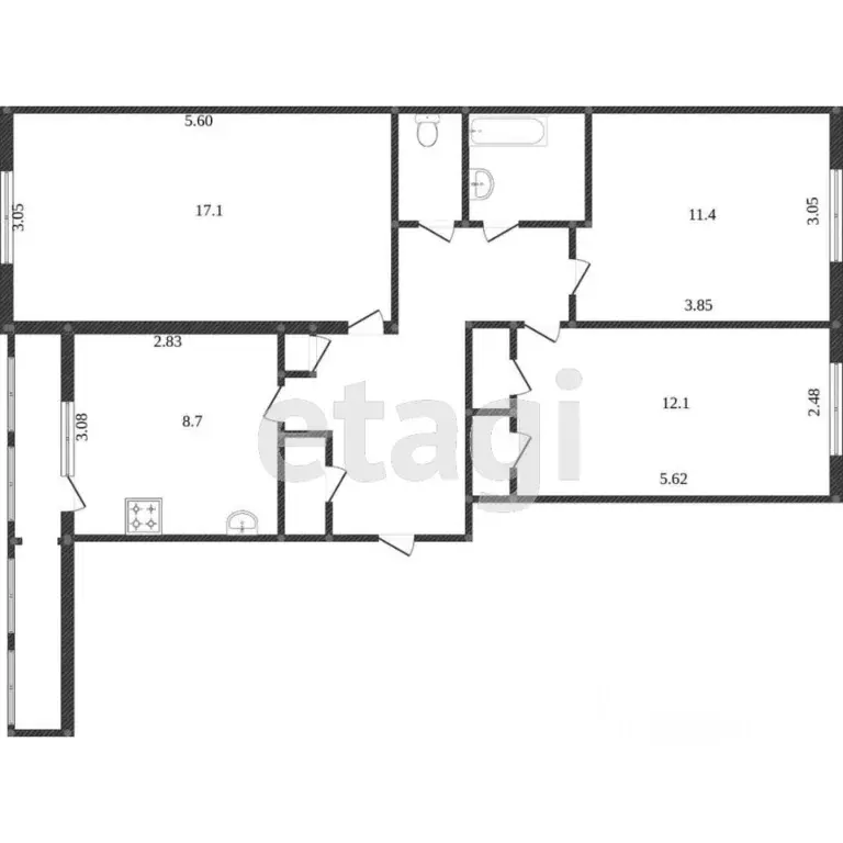 3-к кв. Ханты-Мансийский АО, Сургут ул. Энергетиков, 13 (66.5 м) - Фото 1