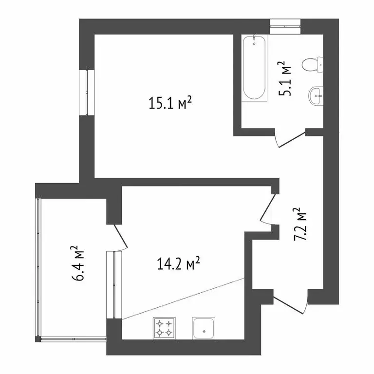 1-комнатная квартира: Тюмень, Полевая улица, 105к6 (42 м) - Фото 1
