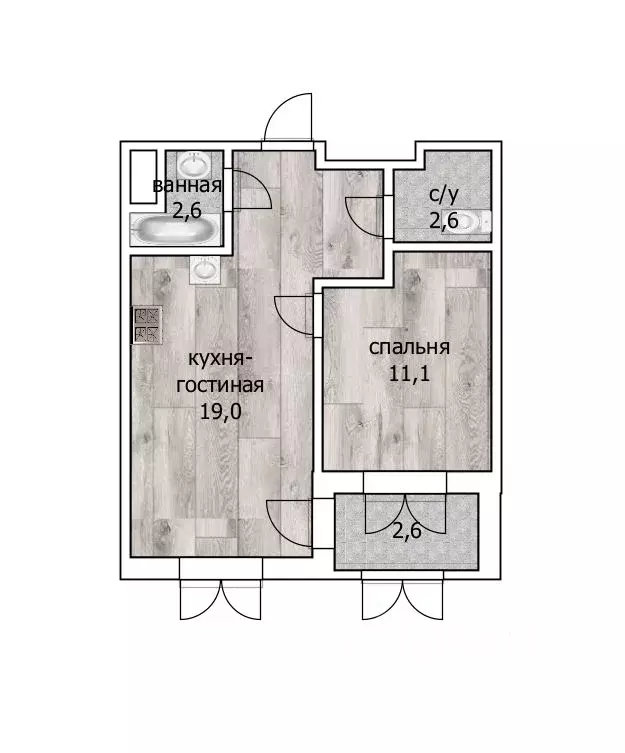 2-к кв. Башкортостан, Уфа ул. Энтузиастов, 7 (44.6 м) - Фото 1