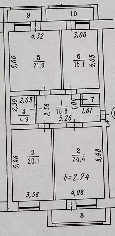 3-к. квартира, 104 м, 3/9 эт. - Фото 0