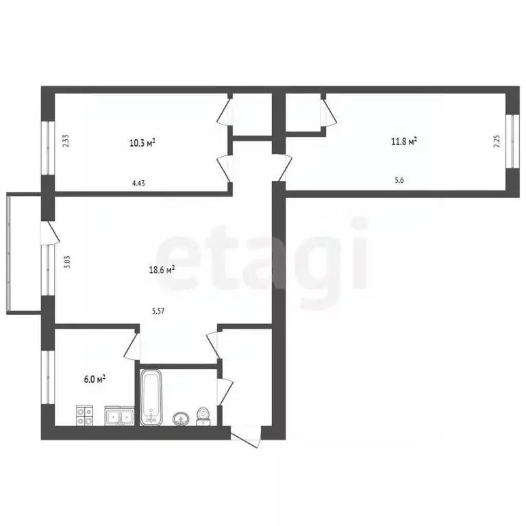 3-к кв. Москва ул. Москворечье, 17 (55.4 м) - Фото 2