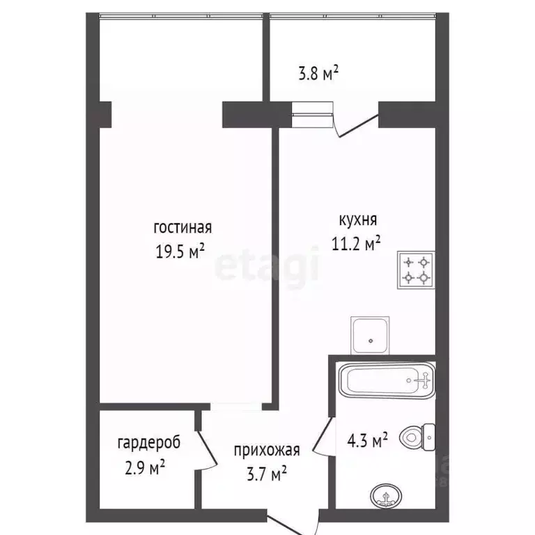1-к кв. Красноярский край, Красноярск ул. Авиаторов, 34 (43.5 м) - Фото 1