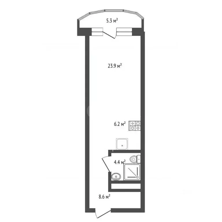 Студия Крым, Ялта ул. Кривошты, 11А (48.0 м) - Фото 1