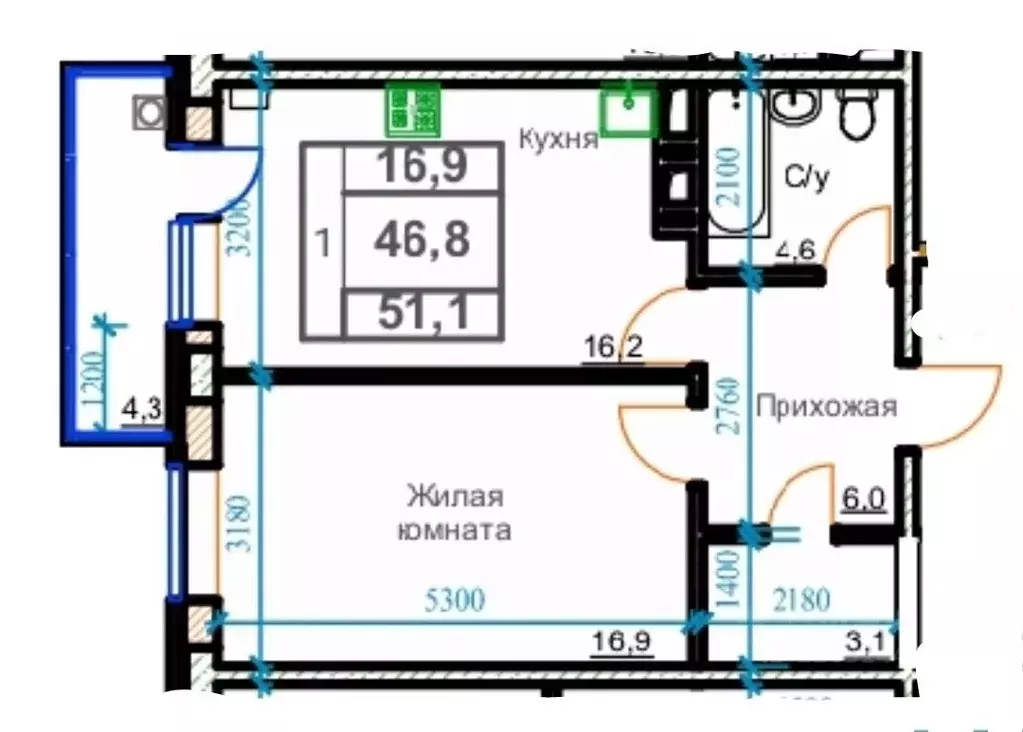 1-к кв. Ставропольский край, Ессентуки ул. Маяковского, 19А (49.9 м) - Фото 0