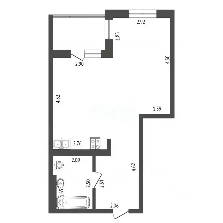 Студия Омская область, Омск бул. М.М. Кузьмина, 21 (38.1 м) - Фото 1