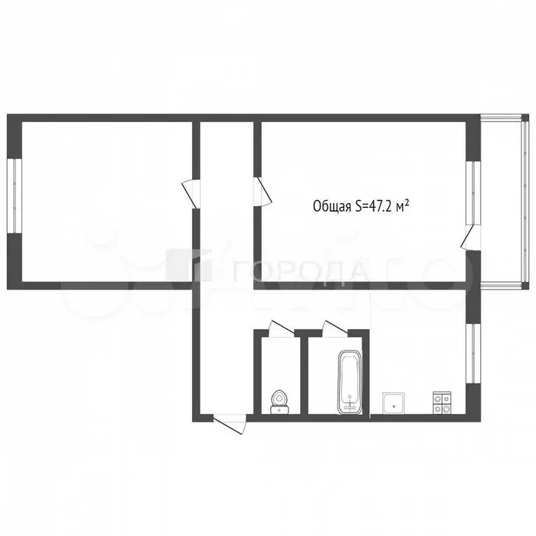 2-к. квартира, 47,2 м, 4/5 эт. - Фото 1