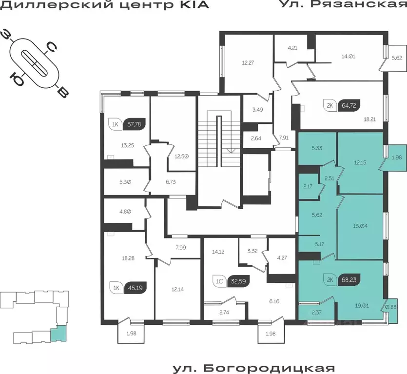 2-к кв. Тульская область, Тула ул. Богородицкая, 8В (68.23 м) - Фото 1
