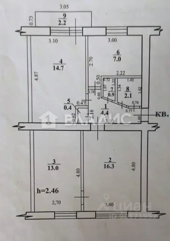 3-к кв. Башкортостан, Стерлитамак Вокзальная ул., 21А (58.8 м) - Фото 2