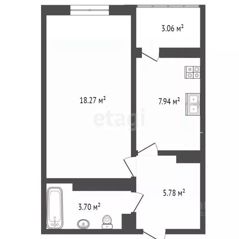 1-к кв. Ростовская область, Аксай ул. Менделеева, 53А (33.4 м) - Фото 2