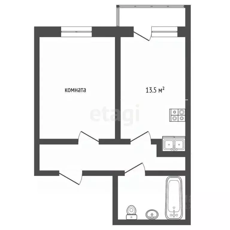 1-к кв. Ямало-Ненецкий АО, Новый Уренгой Таежная ул., 76А (47.8 м) - Фото 2
