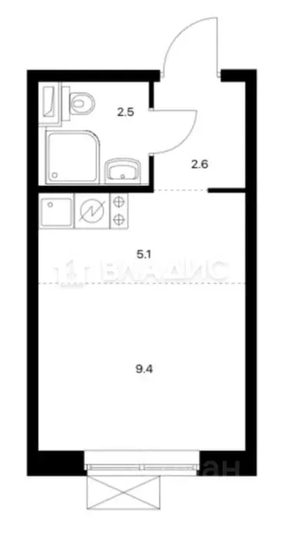 Студия Московская область, Одинцово ул. Каштановая, 14к1 (19.6 м) - Фото 1