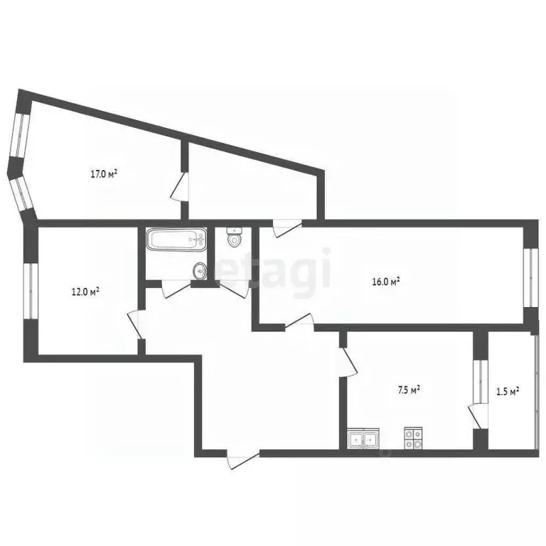 3-к кв. Псковская область, Псков Рижский просп., 68 (81.5 м) - Фото 1