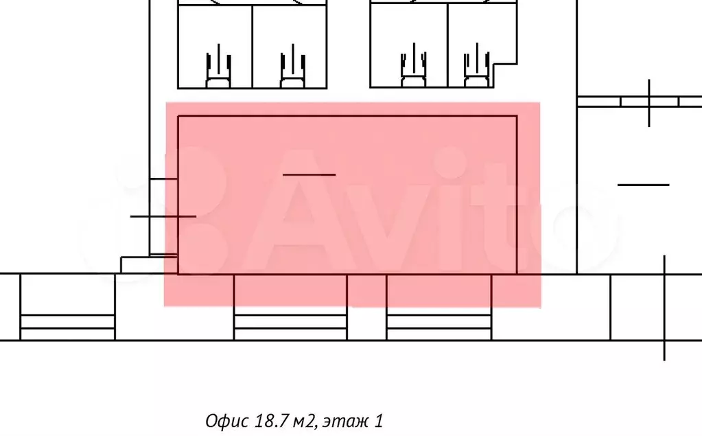 18.7 м2 под офис, 1 этаж БЦ, 2 окна - Фото 0